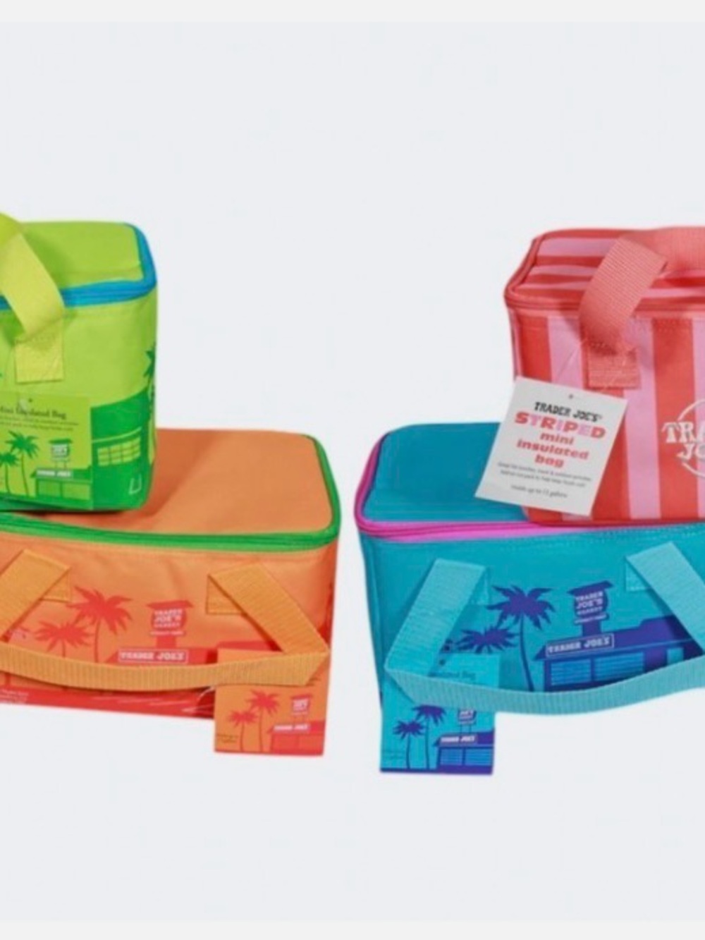 Trader Joe's Pink & Coral Striped Mini Insulated Cooler Bag - Picture 7 of 7